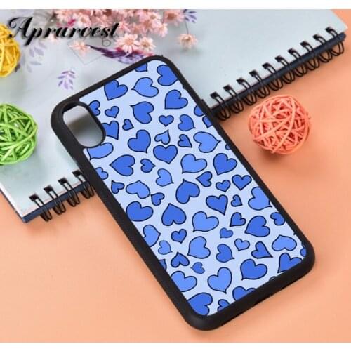 Aprarvest Hearts blue pattern Silicone Rubber Phone Case Cover For iPhone 6 6S 7 8 PLUS X XS XR 11 12 MINI PRO MAX