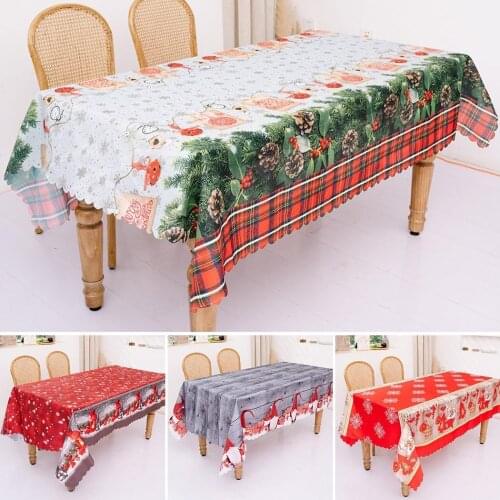 Tablecloth ChristmasTablecloth Luxury Santa Claus Elk Party Dining Table Cover Table Cloth Wedding Cover Home Textile Dust Cover