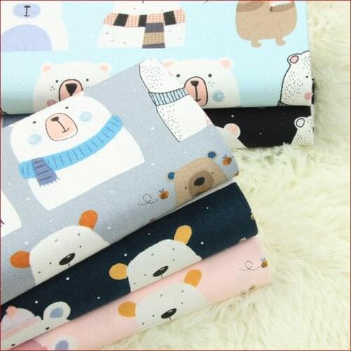 SMTA 50*110cm Knitted Fabric Cotton The Cloth Tissu Au Metre Patchwork Embroidery Patchwork Cat Bear 200g/m