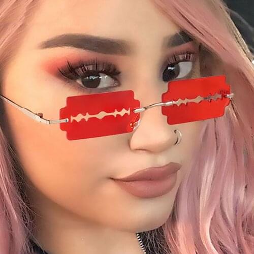 Fashion Rimless Sunglasses Women Personality Trend Unique Razor Blade Sunglasses Man Brand Driving Glasses Oculos De Sol UV400