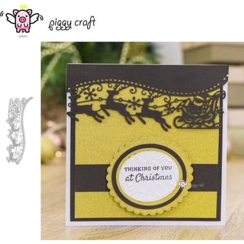 Piggy Craft metal cutting dies cut die mold Santa deer sleigh border Scrapbook paper craft knife mould blade punch stencils dies