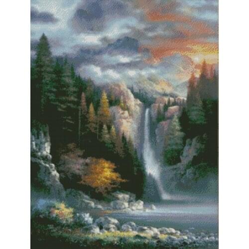 Top new Embroidery Counted Cross Stitch Kits Needlework - Crafts 14 ct DMC Color DIY Arts Handmade Decor waterfall