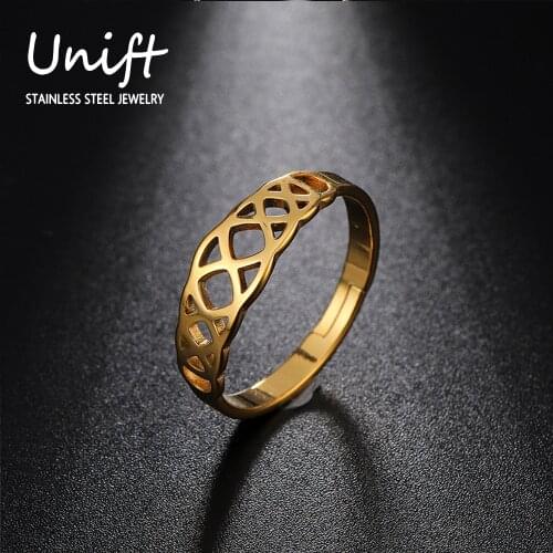 Unift Trendy Irregular Hollow Geometric Stainless Steel Adjustable Rings Casual Daily Female Jewelry Wedding Anniversary Gifts