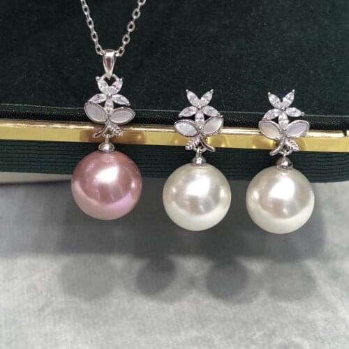 Unique 925 Sterling Silver Pendant Earrings Mountings Findings Base Jewelry Set Mounts Settings Parts for Pearls Beads Crystal