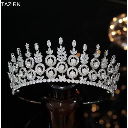 New Crowns CZ Women Bridal Wedding Tiaras Zircon Queen Hair Accessories Award Ceremony Headband Best Gifts for Bride