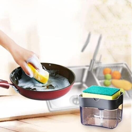 Soap Pump 2-in-1 Soap Pump Dispenser With Sponge Holder Liquid Dispenser Container Hand Press Soap Organizer Kitchen Cleaner Too