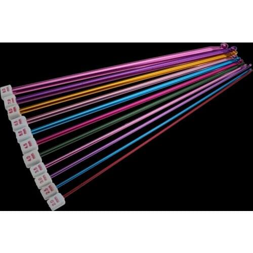 11pcs 10.6" Multicolour Aluminum TUNISIAN AFGHAN Crochet Hook Knit Needles Set 2-8mm