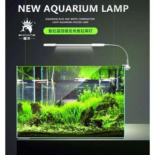 220V Fish tank clip light led aquarium aquatic plant light aquarium lighting LED double row blue and white bracket light
