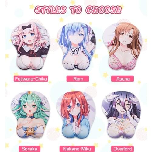 Anime JK 3d waifu mousepad mouse mat Asuna SAO Fujiwara Chika Overlord Albedo Re zero Rem desktop comfort wrist