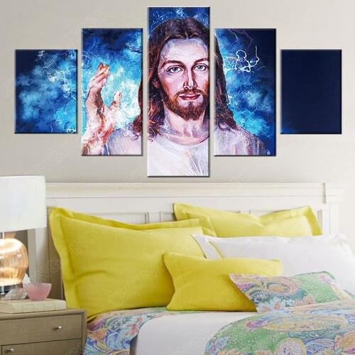 5 Pieces Jesus Wall Art Home Decoration Living Room Painting Portrait HD Printed Canvas Poster Pictures Modern Artwork