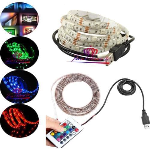 5V RGB LED strip USB Colour Changing TV PC Background light + remote control