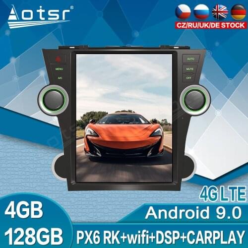 For Toyota Highlander 2007 - 2013 Car Radio Multimedia DVD Video Player Tesla Vertical Screen GPS Navigator Android Audio Stereo