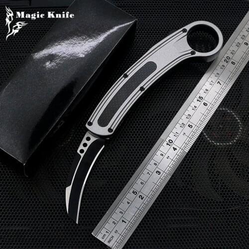 Magic OTF Automatic Scimitar Zinc Alloy Tactical Knife EDC Outdoor Hunting Tool Carbon Fiber Kitchen Dinner Cutter