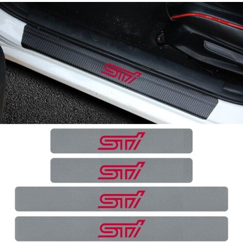 Car Styling 4pcs/Lot Carbon Fiber door Sill Protector Sticker for SUBARU LEGACY Forester Outback Rally WRX WRC XV accessories