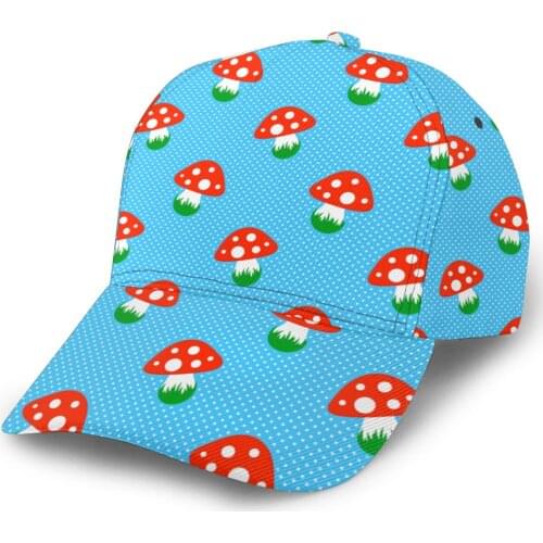 NOISYDESIGNS Mushrooms Printing Blue Snapback Baseball Cap Men Women Hip Hop Dad Hat White Dots Dropshipping