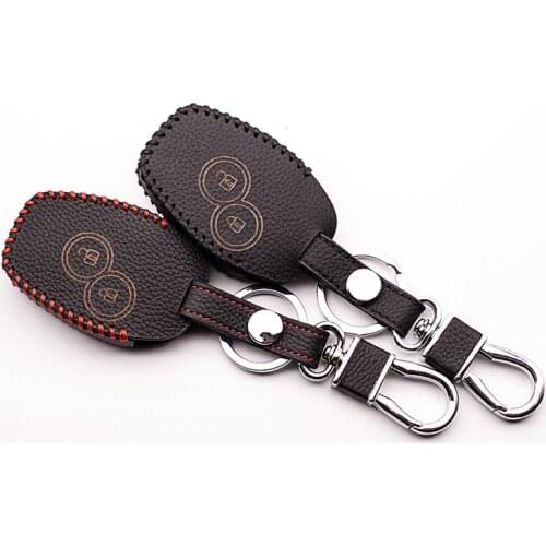 Genuine Leather Case Cover for Renault Dacia Logan Sandero Clio Megane Kangoo Modus Espace keychain 2 buttons remote control