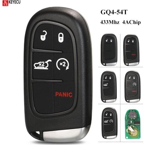 KEYECU 433MHz 4A PCF7953M Chip GQ4-54T 2+1/ 3+1/ 4+1 4 5 Button Smart Remote Key Fob for Jeep Cherokee 2014 15 16 17 18 19 2020