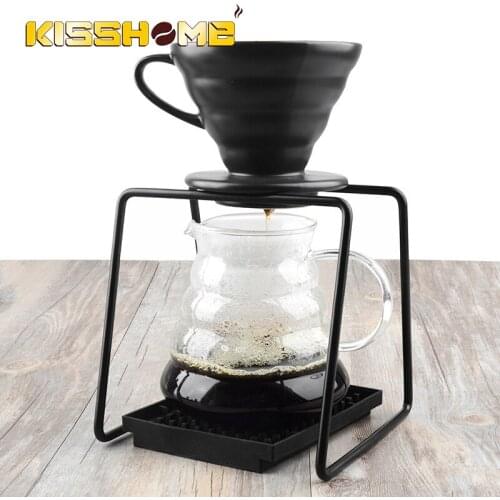 Coffee Stainless Steel Filter Cup Holder V60 Drip Filter Paper Filter Set Espresso Coffee Stable Metal Rack with Non-slip Mat
