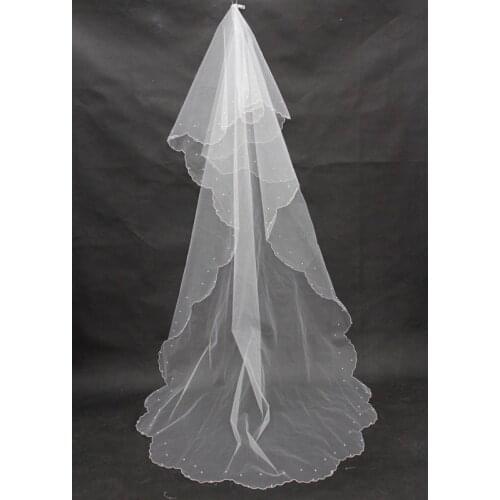 Cheap Long Brand New Bridal Veil In Stock Wedding Accessories White Ivory Tulle Girl Veil for Wedding Events