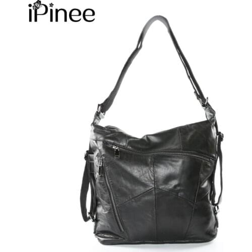 IPinee New Arrived Totes Genuine Leather Women Hobos Shoulder Bag Famous Designer Zipper Handbags Casual Shopping