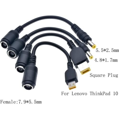 DC Power Jack 7.9*5.5mm Female to 5.5*2.5/4.8*1.7/Square Plug Male Power Converter Cable for Lenovo Thinkpad Laptop 15cm