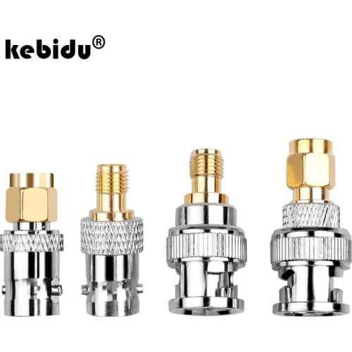 Kebidu 4pcs BNC Male Plug To SMA Female Jack Straight RF Connector Adapter for Baofeng WiFi Radio Antenna