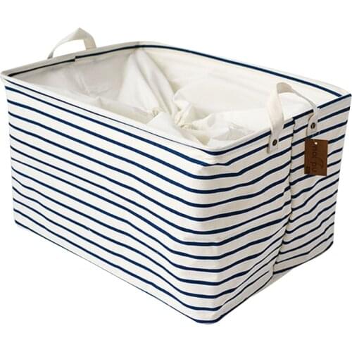 Cotton linen Home Fabric Square Storage Basket Home Life Clothing Toy Storage Basket Desktop Storage Box Drawstring Storage Bag