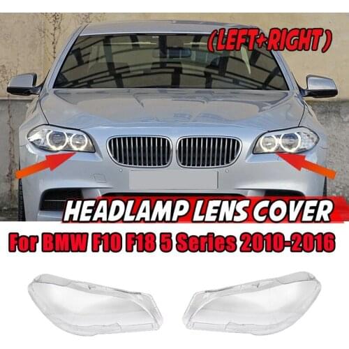 Left+Right for BMW F10 F18 5 Series 528 535 550 2010-2016 Car Headlight Lens Cover Head Light Lampshade Auto Light Shell