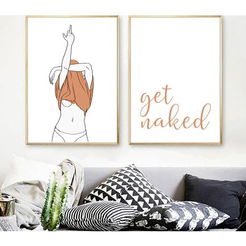 Fashion Woman Poster Female Body Canvas Painting Middle Finger Feminine Wall Line Art Print Nordic Picture For Living Room Decor
