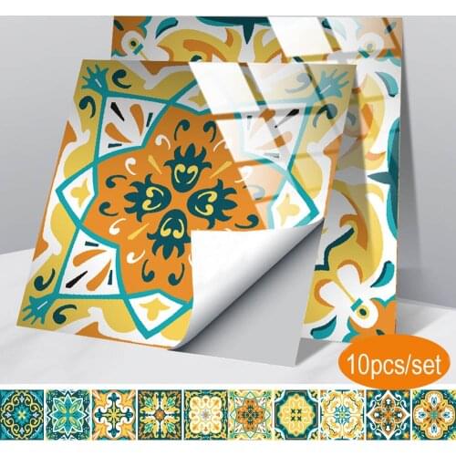 10pcs Waterproof Wall Stickers For Kitchen Backsplash Home Decor Self Adhesive Green PVC Wallpaper Furniture Decorative Film