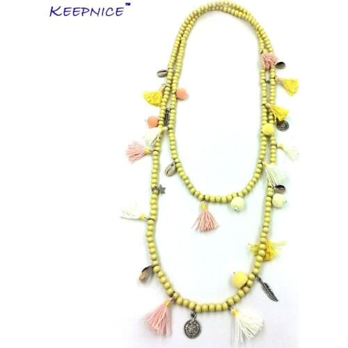 New Bohemia Boho long beaded Necklaces colorful tassel pendants layered long necklace Multi-Layer statement Necklaces