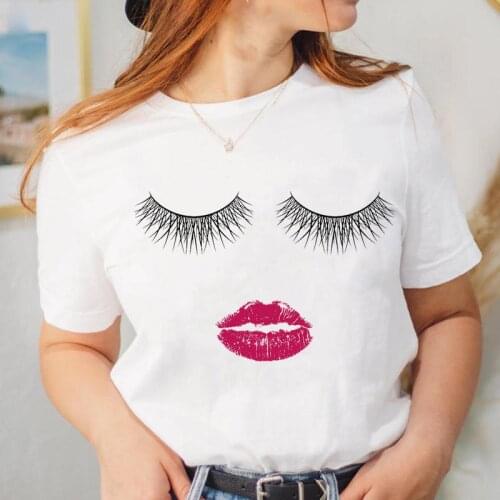 Graphic New Style Trend Lip T Shirt Tee Fashion Women Lady Cartoon Top Clothing Female Short Sleeve Lovely T-shirt Clothing