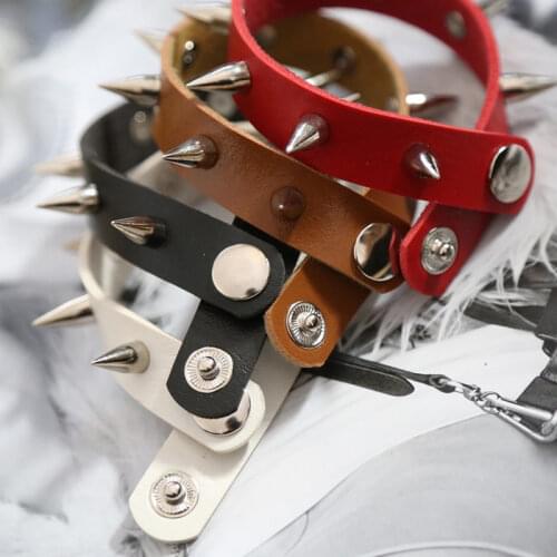 Punk Rock Street Snap Fashion Punk Metal Rivet Bracelet Wide Leather Spike Bracelet 2020
