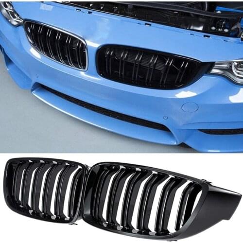 Front Grill Grilles Kidney Grill Replacement for BMW 4 Series F32 F33 F36 F80 F82 Double Slat M4 Sport Style Bright Black