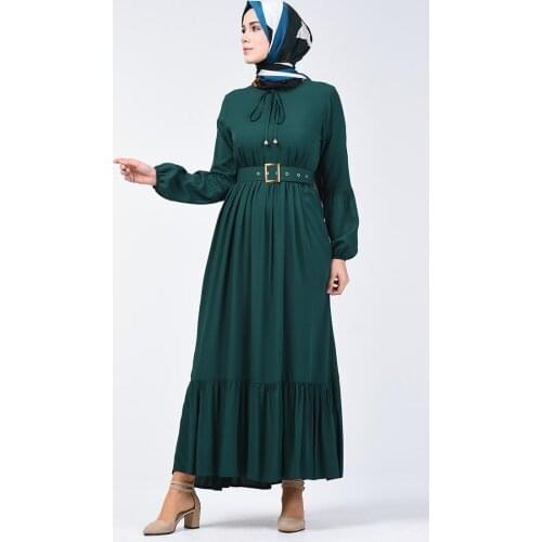 Minahill Belt Detailed Dress 4534-02 Jade Green 4534-02