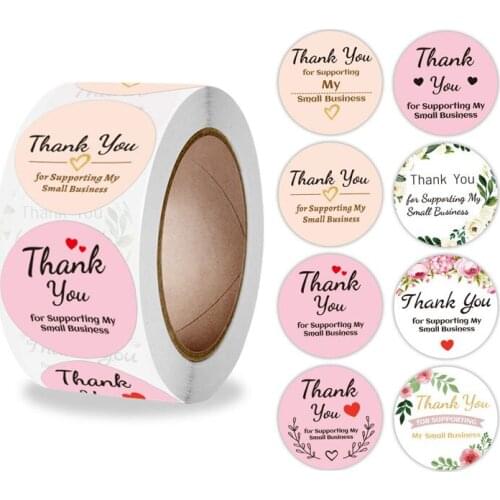 Roll Seal Sticker Thank You Sticker Paper Self-Adhesive Handmade Sticker for Envelope Gift Box Wedding Present Labels Decoration