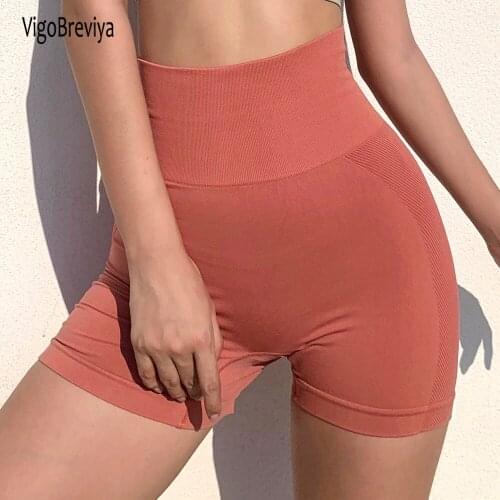 VigoBreviya Sexy High Waist Sport Shorts Women Gym Workout Seamless Yoga Short Fitness Leggings Elastic Quick Dry Running Shorts