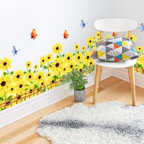 [shijuekongjian] African Daisy Wall Sticker Vinyl DIY Flowers Wall Decals for Living Room Kitchen Baseboard House Decoration