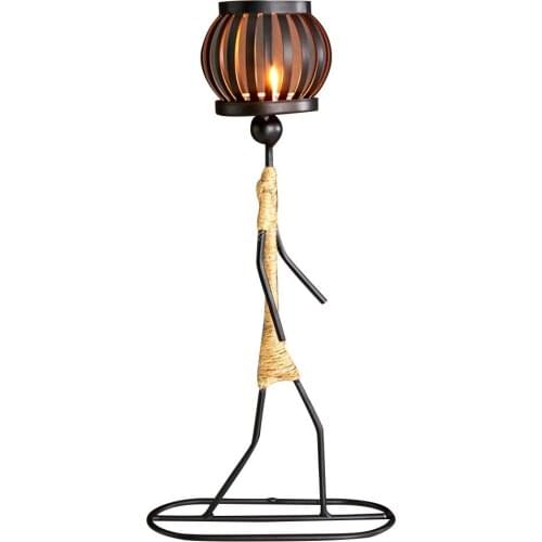 Nordic Candlestick Abstract Iron Men Candle Holder Home Bar Restaurant Decor Christmas Kitchen Gold Candle Stick Holder