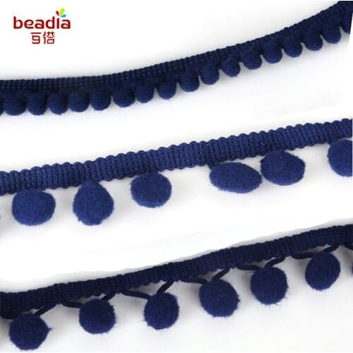 Navy Lace Fabric 5 yard 0.5/1cm Sewing Accessories Pompom Trim Pom Pom Decoration Tassel Ball Fringe Ribbon DIY Material Apparel