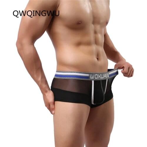 Sexy Mens Underwear Ice Silk Mesh Boxers Men U Convex Pouch Shorts cueca See Through boxers homme Seamless Male Panties Boxers
