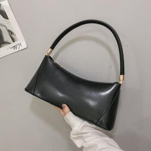 Vintage PU Leather Women Underarm Bag Simple Design Solid Color Female Handbags Fashion Elegant Ladies Mini Tote Shoulder Bags