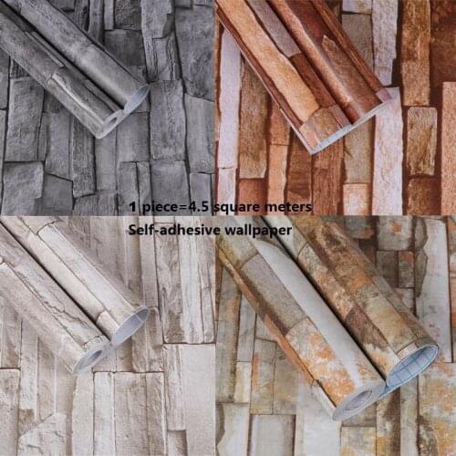 Vintage Pvc Self Adheive Brick Wallpaper Living Room Restaurant Cloth Store Stone Wall Sticker Waterproof Furniture Vinyl Film