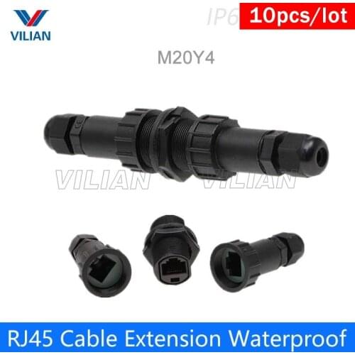 RJ45 Waterproof connector Metal shielded Outdoor network cable extension butt joint straight in interface 10 units