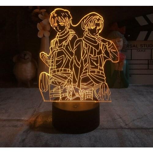 Japanese Anime Attack on Titan Figure Night Light Kid Gift Bedroom Decor Levi Ackerman Manga Figurine Led 3D Lamp on the Table