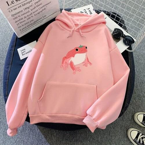 Frog Sweatshirt Oversized Clothes Harajuku Long Sleeve Hooded Kawaii Hoodie for Girls Women Hoodies Pocket Pink Sweatshirts