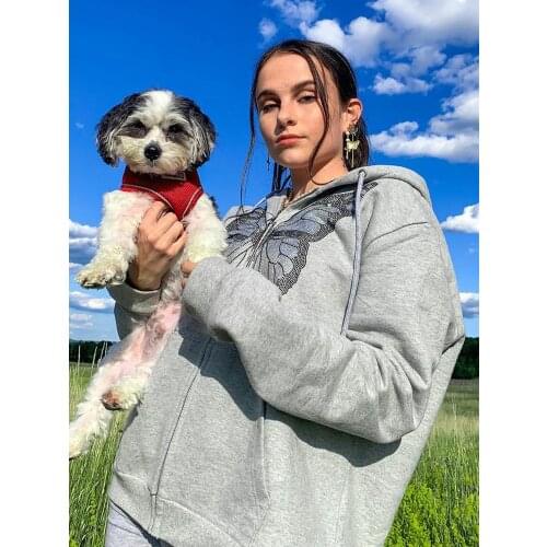 Harajuku Butterfly Print Womens hoodie Loose Sweatshirts Streetwear Casual Hooded Pullovers Korean Fall Winter Warm Female Coat