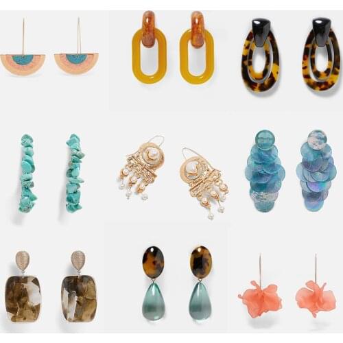 Flatfoosie Fashion New Resin Acrylic Drop Dangle Earrings Bohemian For Women Boho Vinatge Wedding Jewelry Pendant Earring Party