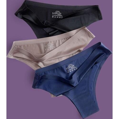 Ice silk thong Womens panties Low Waist Ultra-thin Concise Traceless Sexy Comfortable underwear Ladies Briefs