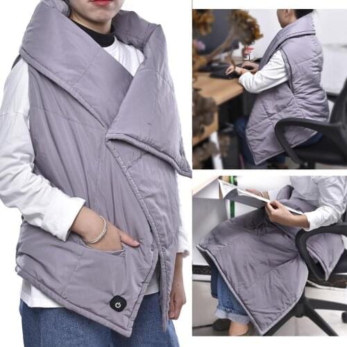 Women Multifunctional Heating Blanket Graphene Heated Vest USB Shawl Electric Heating Mat 5 Areas Heating Warm Coat Clothing
